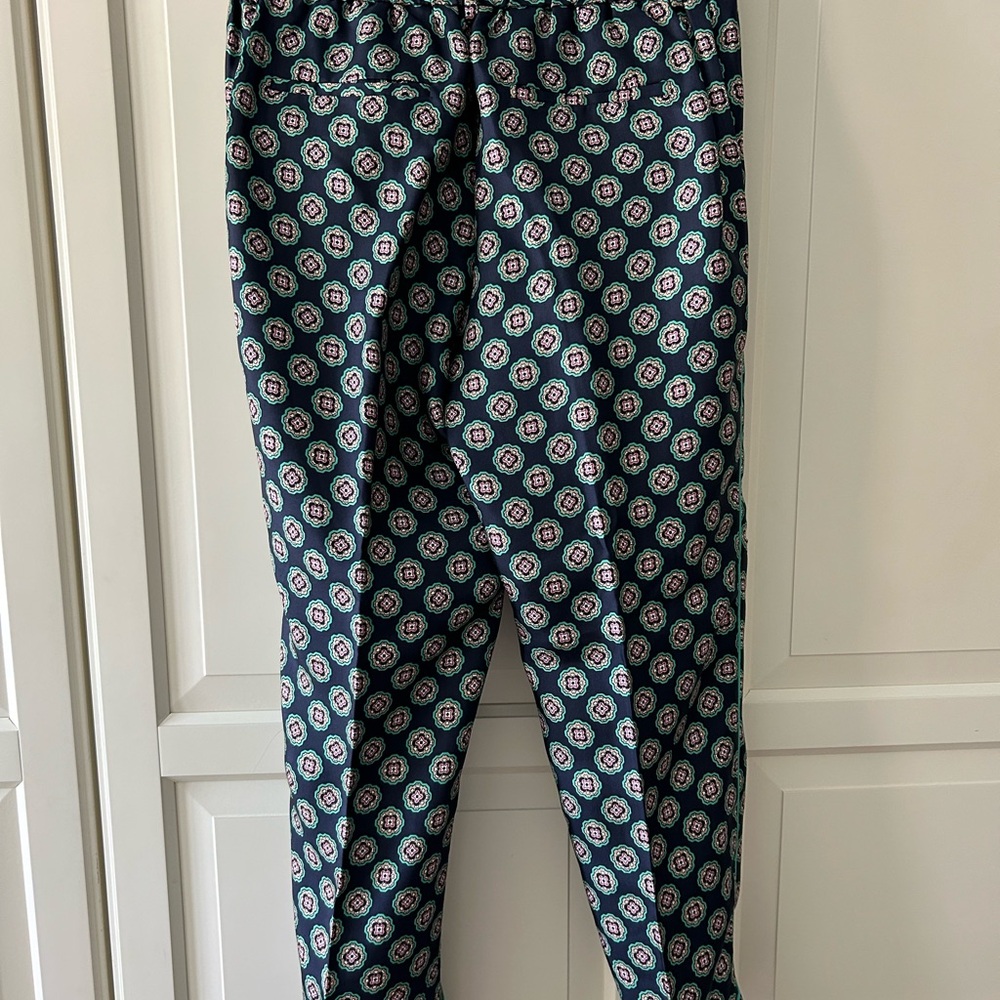 J Crew Silk Foulard Medallion Cropped Pant Size 4 - Picture 3 of 8